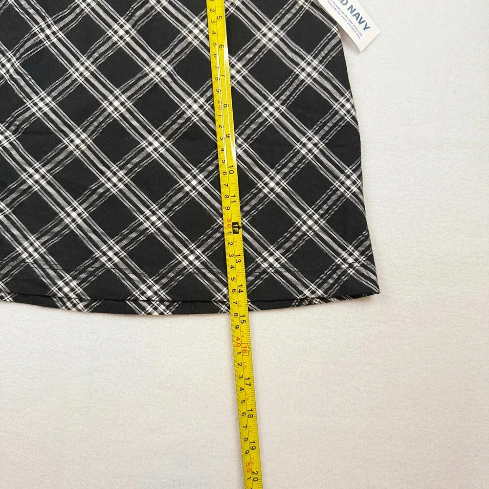 Old Navy Girls XL 14-16 Black White Plaid Mini Skirt Elastic Waist NWT